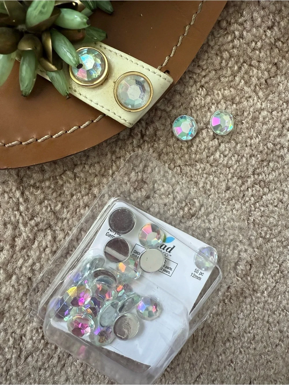 Tory Burch Sydney Leather Slides Sandals with Crystal Studs  Floral Accents